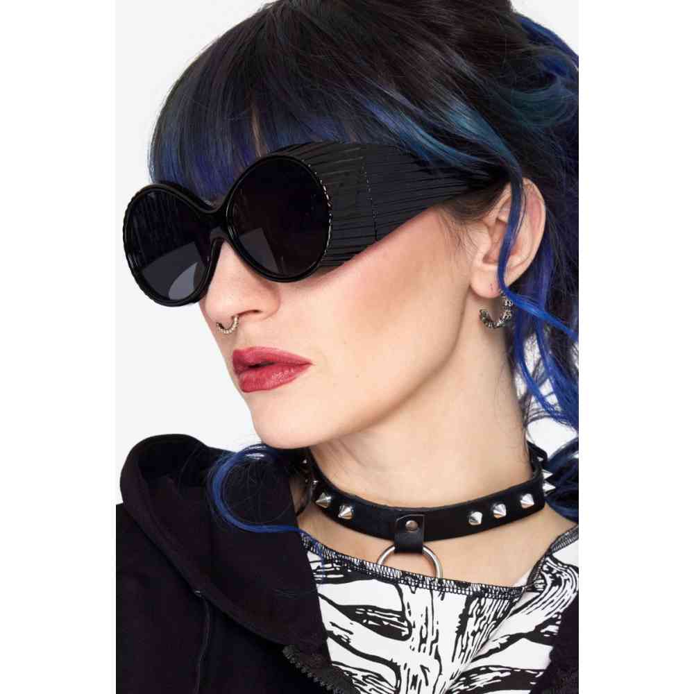 Jawbreaker - Oversized Round Goggle Style Zonnebril - Zwart